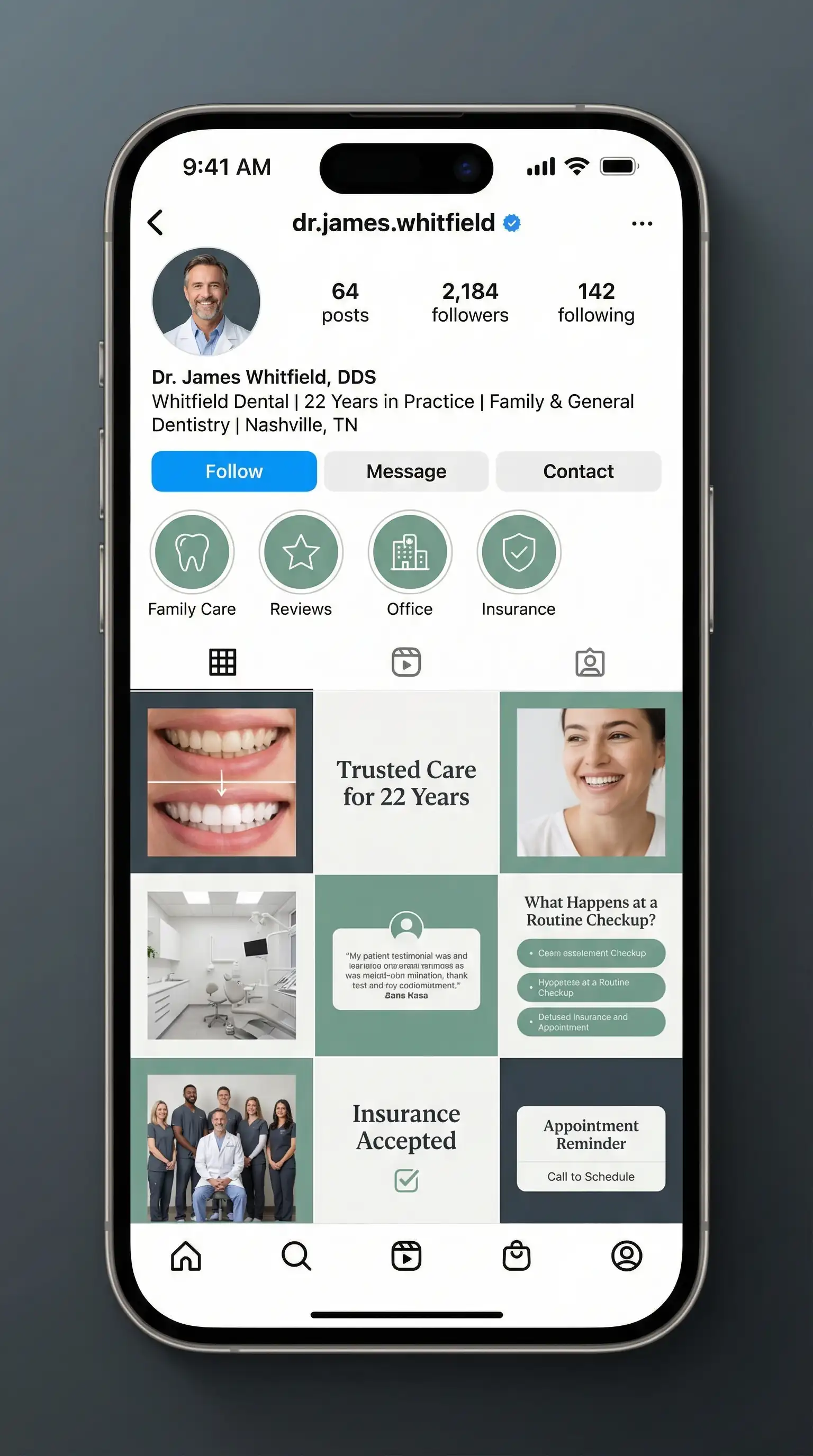 Dr. James Whitfield, DDS Instagram profile