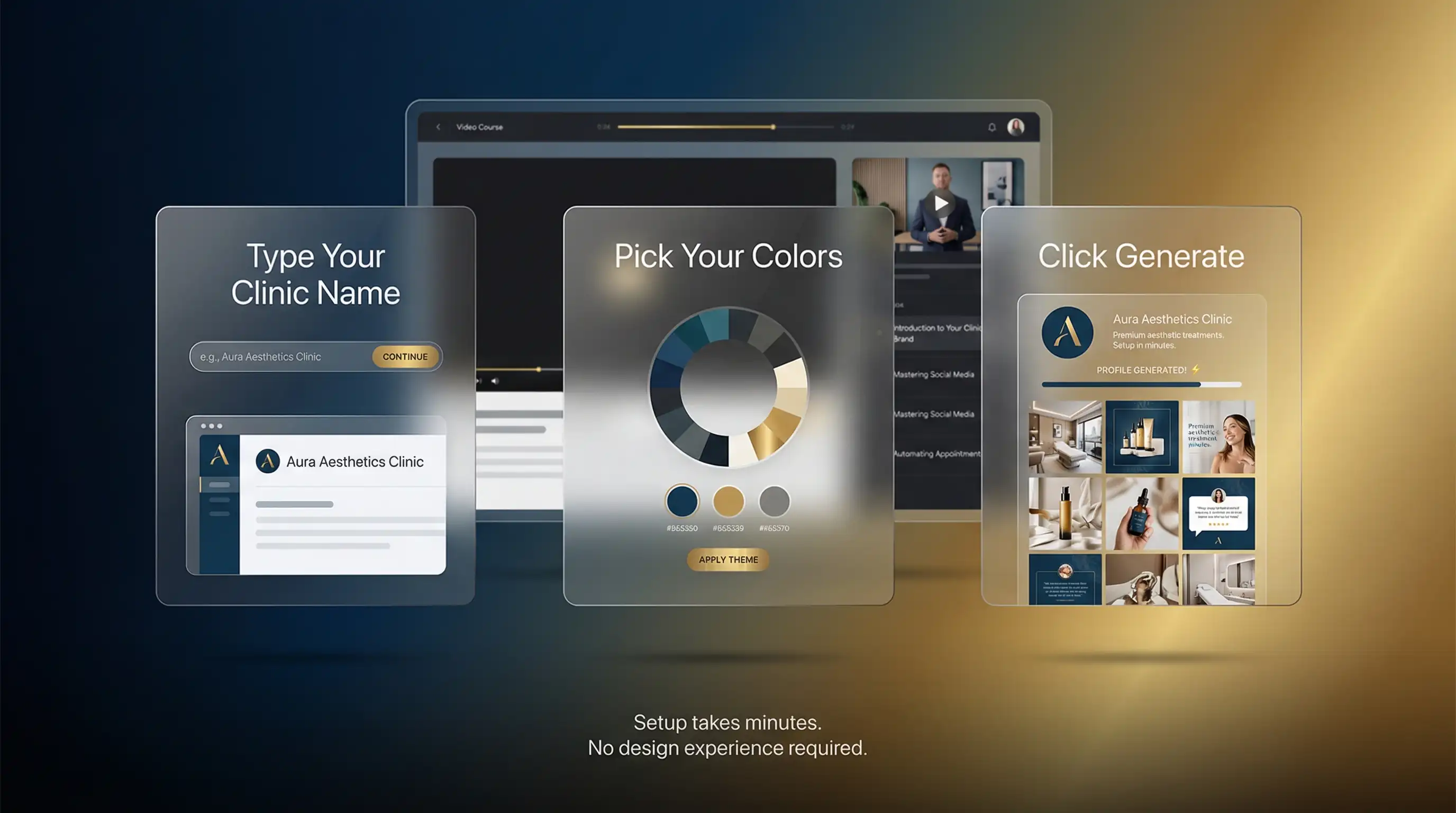 Type your clinic name, pick your colors, click generate